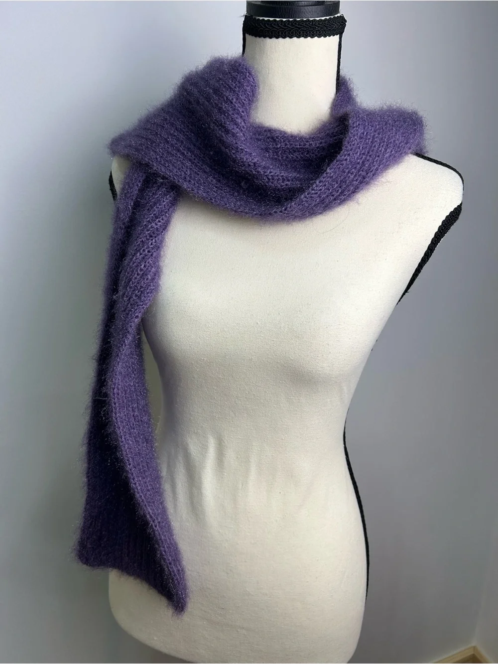 Purple Fuzzy Knit Scarf